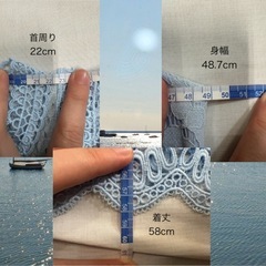 レース ノースリーブ トップス ブルーの画像