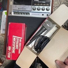 1742 SANYO サンヨー カラオケメイト マイク・カセットセット PAT-C500 カラオケ機 電子エコー カラオケマイク カラオケカセットの画像