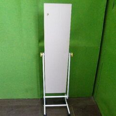 白フレームのスタンドミラー キャスター付き■姿見・全身鏡・ルームミラー■M-115の画像