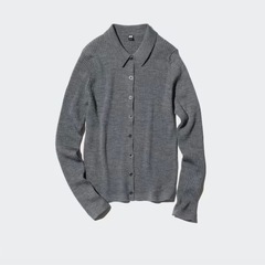 ユニクロ　メリノリブポロカーディガンの画像