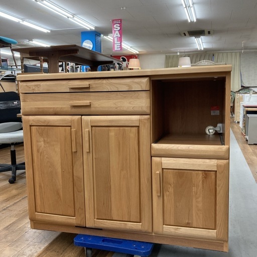 ジモティー限定価格！S725 ⭐ ユーアイ キッチンカウンター 食器棚 かわいい 幅105cm USED