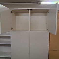 ★リユースのサカイつくば店★TK7101  扉付収納棚 ホワイト H200×D37×W90 クリーニング済みの画像