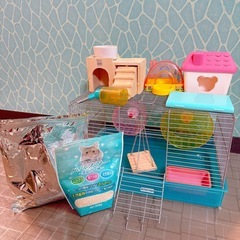 ハムスター　飼育セット！！ケージ、餌、トイレ砂、回し車の画像