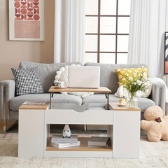 🌿新品 未使用🌿 リフトアップセンターテーブル／収納付きローテーブルの画像