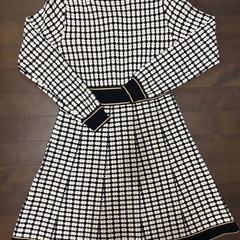 チェック柄 千鳥柄 Vネック ワンピース フリーサイズの画像