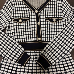 チェック柄 千鳥柄 Vネック ワンピース フリーサイズの画像