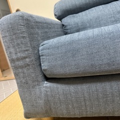 Bカンパニー ソファー 3人掛け＋オットマン（ブルー系）引き取り限定 2,000円の画像