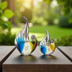 マルティグラス MULTIGLASSペア 鳥 ガラス セット インテリア 工芸の画像