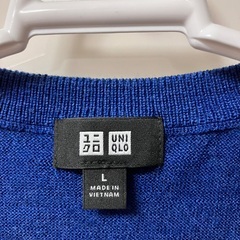 ユニクロ  エクストラファインメリノクルーネックセーター(長袖)  ブルー  Ｌの画像