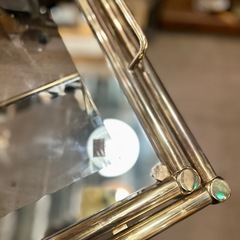 ガラストレイワゴン サイドテーブル ワゴンテーブル ガラステーブル バーカート ティーワゴン ゴールドフレーム ミラー天板 キャスター付き アンティーク 調 ヴィンテージ おしゃれ カフェ風 インテリア家具 配膳　ワゴンの画像