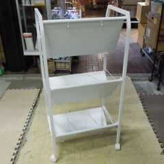 良品 不二貿易 13310 ファイルワゴン3段 オフィス家具 ホワイト 書類ケース 幅55cm 札幌市 東区 新道東店の画像