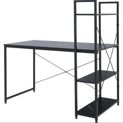 大理石柄 棚付きデスク ブラックの画像