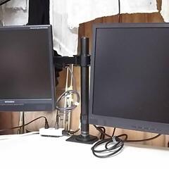 2面モニターアーム＋液晶ディスプレイ2台＋付属品の画像