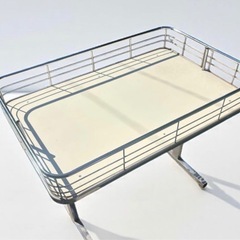 店舗什器 折りたたみ ワゴンラック キャスター付 インテリア 昭和レトロ 白 の画像