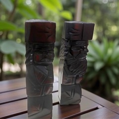 ヴィンテージ　アイヌ　木彫り　民芸品　ニポポ人形2体の画像