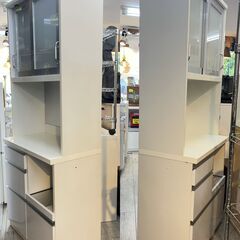 高橋木工所 キッチンボード ソフトクローズ引出し コンセント3口 横幅80cm奥行45cm高さ200cm 白 ホワイト 食器棚 レンジボード ★買取帝国 志木店の画像