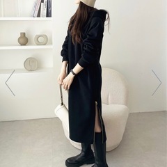 GeeRA  ジーラ  裏起毛裾ファスナーパーカーワンピース（レギュラー丈）の画像