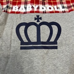 新品BABYDOLL♢ミッキー長袖TシャツMロゴ刺繍プリントチェックディズニーの画像