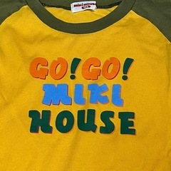 ミキハウス♢Tシャツ150ビッグロゴ日本製MIKIHOUSE切替カラーロンT長袖の画像
