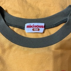 ミキハウス♢Tシャツ150ビッグロゴ日本製MIKIHOUSE切替カラーロンT長袖の画像
