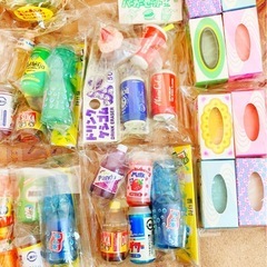 ［当時物］消しゴム 昭和レトロ 平成レトロ マクドナルド ドリンク お菓子 カップ麺 ポケモン ローラー クレープ まとめて 大量セットの画像