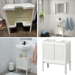 [IKEA/イケア] 洗面ベース、お風呂キャビネット 扉2枚, ホワイトの画像