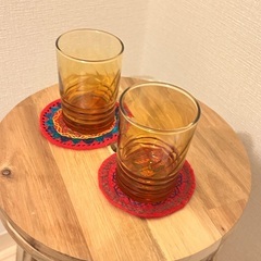 【2個セット】レトロガラスコップ／アンバー色の画像