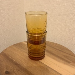 【2個セット】レトロガラスコップ／アンバー色の画像