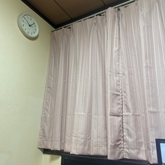 ピンクストライプカーテン&レースカーテンせっとセットの画像