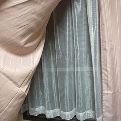 ピンクストライプカーテン&レースカーテンせっとセットの画像