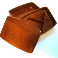 天然木製　お弁当箱 ランチボックス ナチュラル 間仕切りの画像