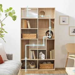 美品　LOWYA　[幅90] キャットウォーク付き壁面本棚 収納棚 リバーシブル 木製の画像