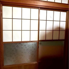 雪見障子 木製 レトロ 造作建具 古民家 ガラス戸 建具 引き戸 アンティークの画像