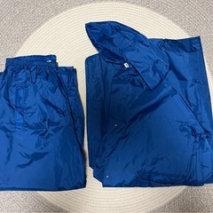 美品 レインコート上下セット 160 ネイビー　男女兼用の画像
