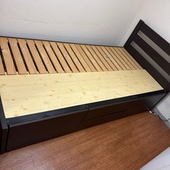木製シングルベッド（収納付き）※引き取り限定・ご自身で分解できる方への画像