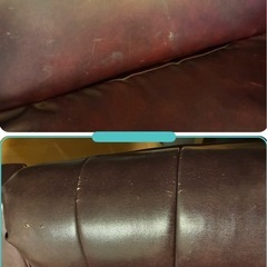 レザーソファ ブラウン ３人掛け　ミッドセンチュリーの画像