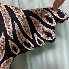 ブラックホワイトスパンコールカットソーの画像