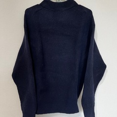 UNIQLO ユニクロ リブニットセーター ハイネックニット ダークネイビー Sの画像