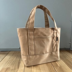 【ハンドメイド】帆布ミニトートバッグ カフェオレ1031新品未使用の画像