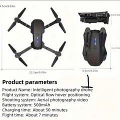 新品【152】E88air 480Pデュアルカメラ搭載 スクリーン操作 WiFi対応 折りたたみドローン（黒）の画像