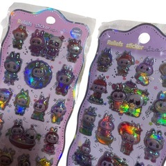 【新品】ぷっくり ぷくぷく キラキラ 3Dシール ラブブ LABUBU 2枚セット type2の画像