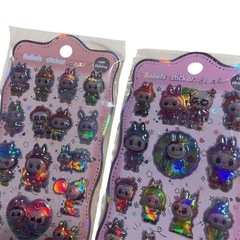 【新品】ぷっくり ぷくぷく キラキラ 3Dシール ラブブ LABUBU 2枚セット type3の画像