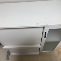 食器棚 ロータイプ スリム 幅90 キャビネット 北欧 白 キャビネット キッチン ロータイプ キッチンキャビネット KBN-9390  キッチンボード キッチン家具 台所 レンジ台 キッチンキャビネット カップボード スライド の画像