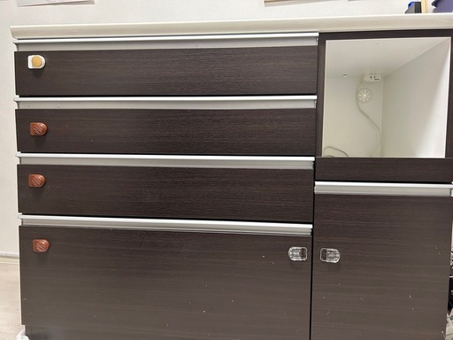 ニトリ 食器棚　キッチンカウンター ダークブラウン （レジューム）120cm