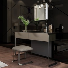 スツール　オーダーメイド　モダン ドレッサー・化粧台用のスツール 編み込み座面の画像