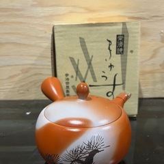新品未使用★宇治田原製茶場　朱泥松彫急須の画像