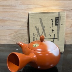 新品未使用★宇治田原製茶場　朱泥松彫急須の画像