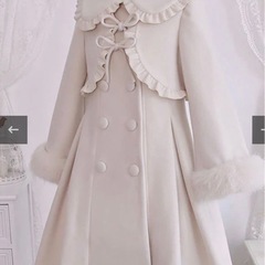 【美品】アイボリー ダブルブレスト ちょう結び ぬいぐるみ 長袖 フェイク ツーピース ウール ロリータ コートの画像