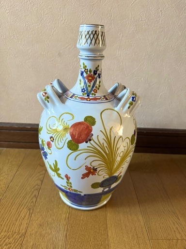 【ヴィンテージ】イタリア工房 ラ・ヴェッキア・ファエンツァ手描き花柄 壺