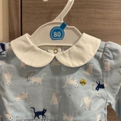 女の子　ベビー服　ケイトスペード　ネコ　70 ワンピース　長袖　コーデュロイ　秋冬の画像